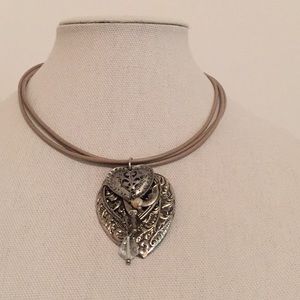 Treska Leather & Metal Western LookHeart Necklace ❤️